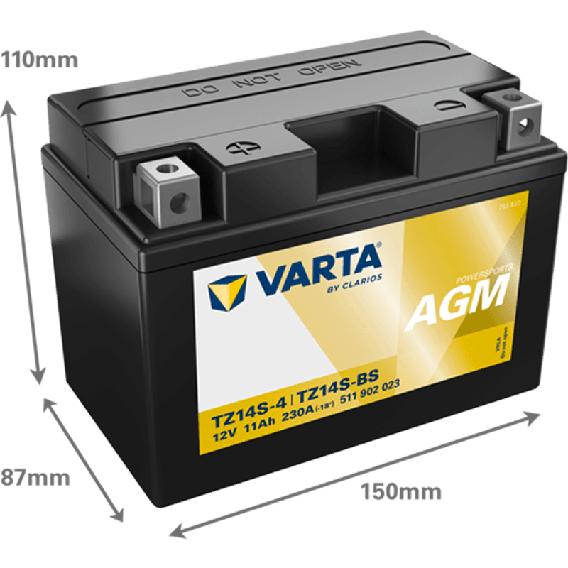  VARTA TTZ14S-BS AGM MC Batteri 12V 11AH 230CCA (150x87x110mm) +