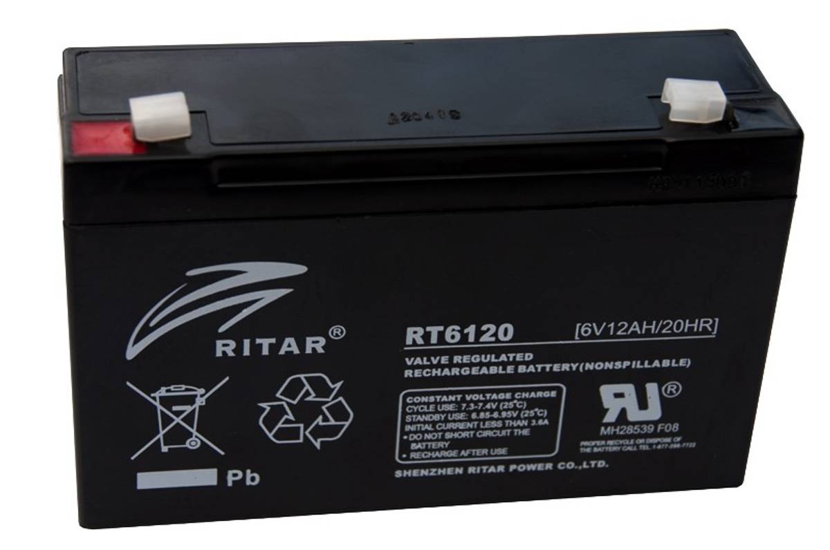 RITAR AGM Batteri 6V 12AH (151x50x95mm) F1