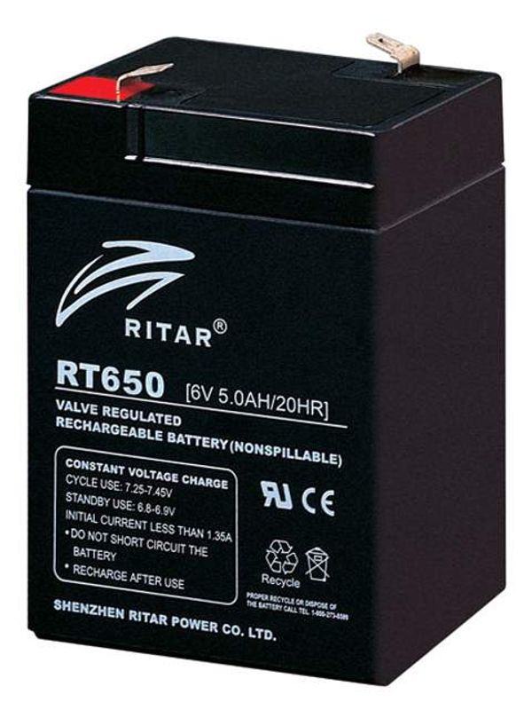 RITAR AGM Batteri 6V 5AH (70x47x101mm) F1