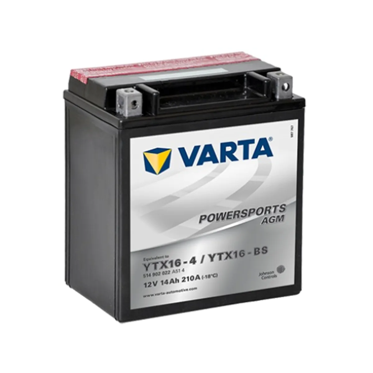  VARTA YTX16-BS AGM MC Batteri 12V 14AH 210CCA (150x87x161mm) +h