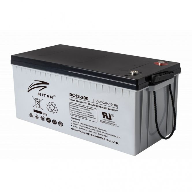 Hovedbilde RITAR AGM Deep Cycle Batteri 12V 200AH (522x240x219mm) 