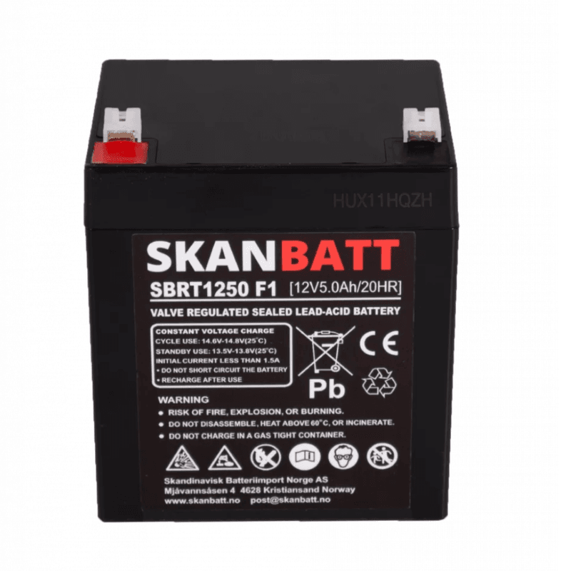 SKANBATT AGM Batteri 12V 5AH (90x70x101mm) F1