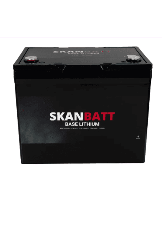SKANBATT Base Lithium Small - 12V 100Ah 100A BMS - 260x169x211mm - Bluetooth - 3 Års garanti