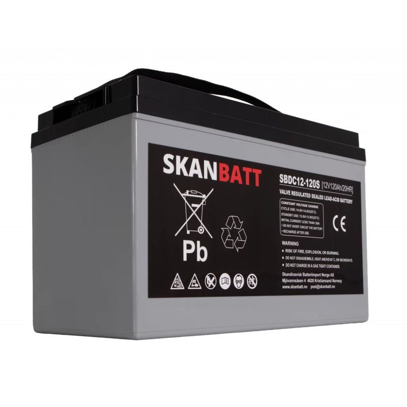 RITAR AGM Deep Cycle Batteri 12V 120AH (328x172x222mm) +venstre 