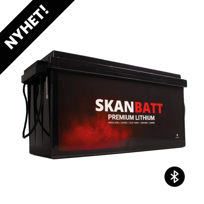 Hovedbilde SKANBATT Premium Lithium - 24V 100Ah 100A BMS - 502x186x242mm - Bluetooth - 8 Års garanti