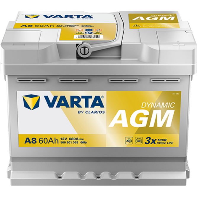 Hovedbilde VARTA D52 / VARTA A8 Silver Dynamic AGM Batteri 12V 60AH 680CCA 
