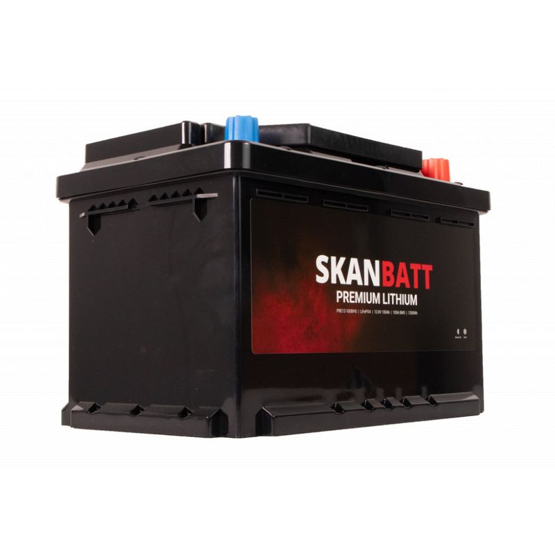 SKANBATT Premium Lithium - 12V 100Ah 100A BMS - 280x178x188mm - Bluetooth - Heat - 8 Års garanti