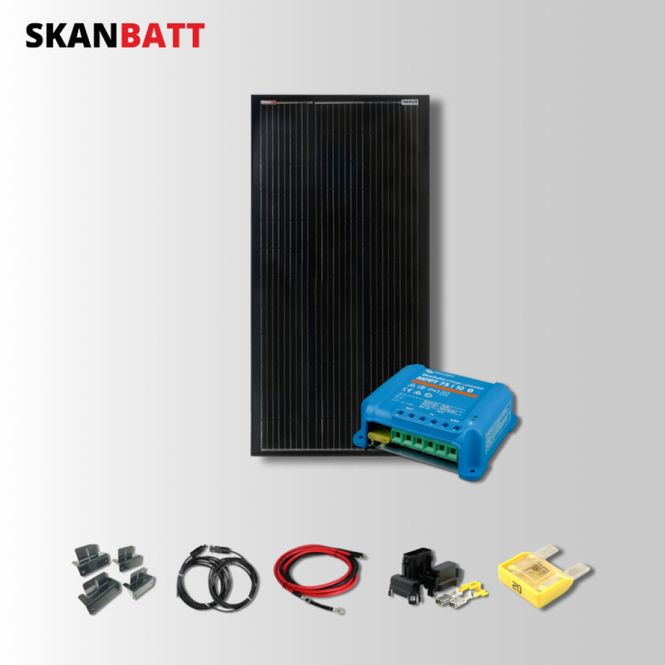 Hovedbilde SKANBATT Solcellepakke - 12V / 110W Rammepanel / Victron MPPT 10A