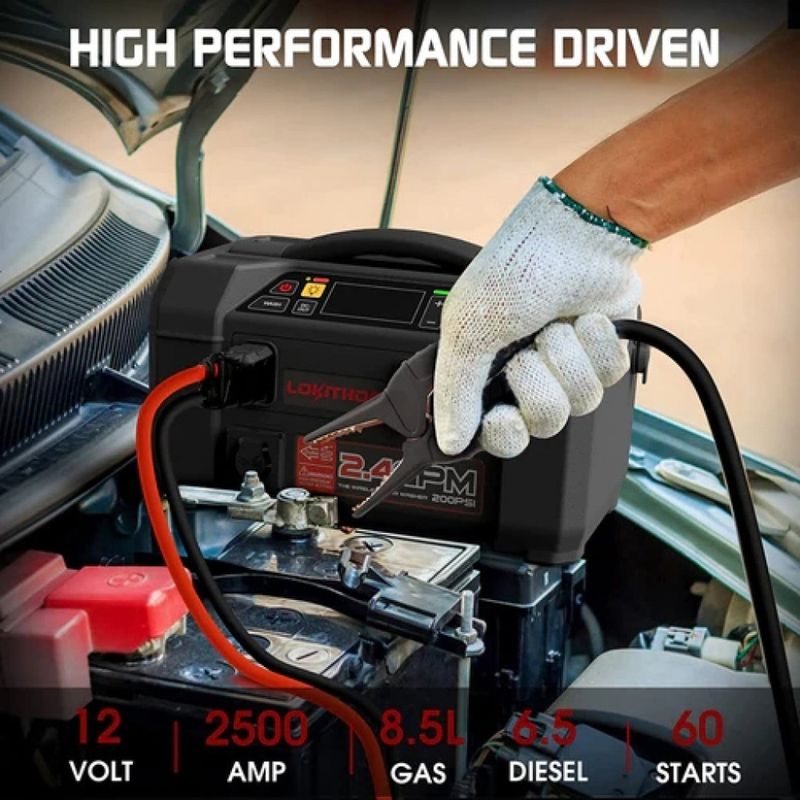 LOKITHOR Lithium Startbooster 2500A med 150 PSI Luftkompressor 