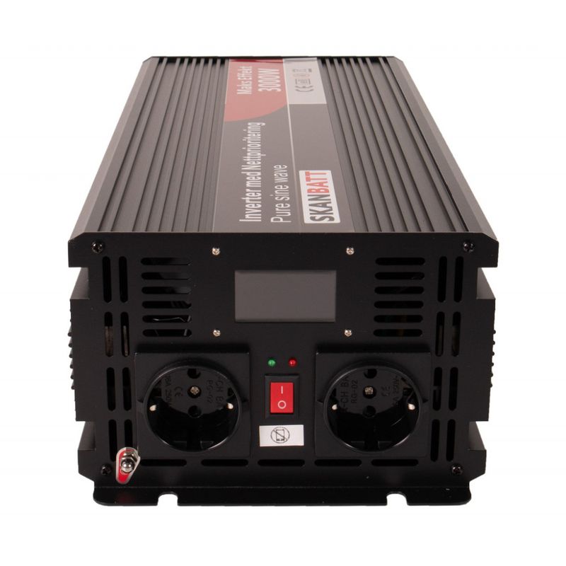 SKANBATT Inverter 12V 3000W Ren Sinus med Nettprioritering