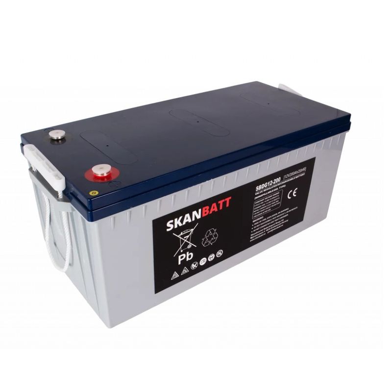 Skanbatt GEL Deep Cycle Batteri 12V 200AH (522x240x223mm) +høyre