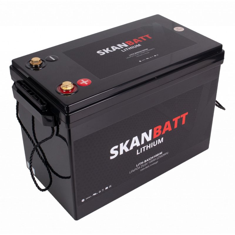 SKANBATT Lithium Batteri 24V 100Ah (LiFePO4) BMS 100A